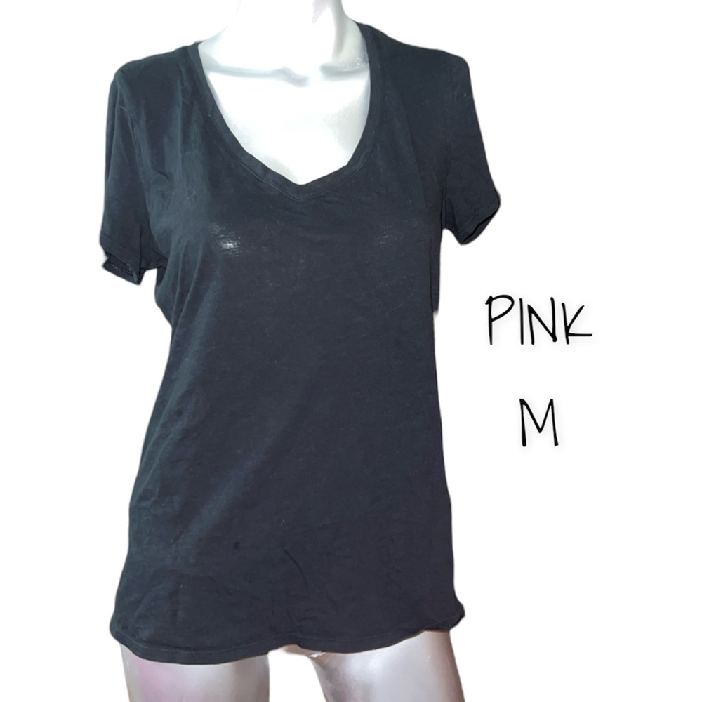 EUC PINK BY VS BLACK VNECK SHORT SLEEVE T-SHIRT
